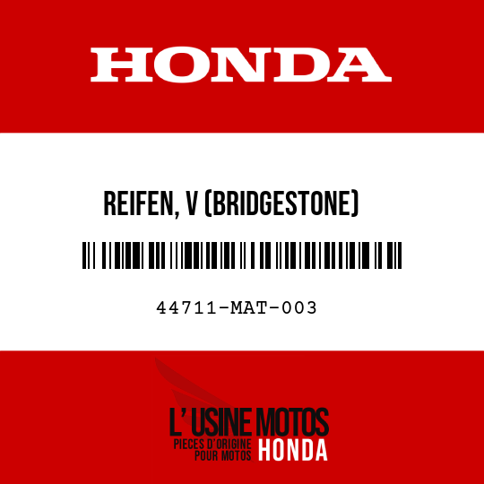 image de 44711-MAT-003 REIFEN, V (BRIDGESTONE) (120/70ZR17)