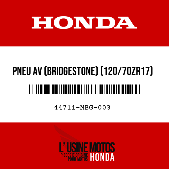 image de 44711-MBG-003 PNEU AV (BRIDGESTONE) (120/70ZR17)