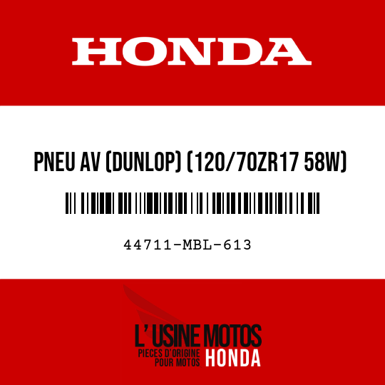 image de 44711-MBL-613 PNEU AV (DUNLOP) (120/70ZR17 58W)