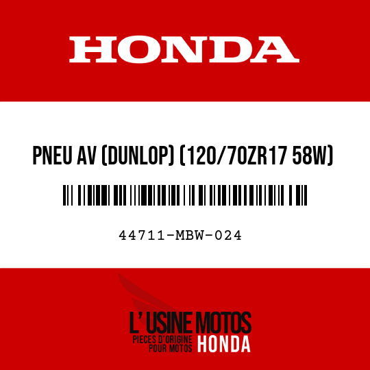 image de 44711-MBW-024 PNEU AV (DUNLOP) (120/70ZR17 58W)