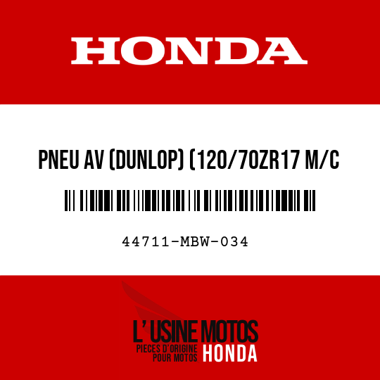 image de 44711-MBW-034 PNEU AV (DUNLOP) (120/70ZR17 M/C 58W)