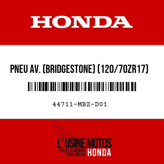 image de 44711-MBZ-D01 PNEU AV. (BRIDGESTONE) (120/70ZR17)