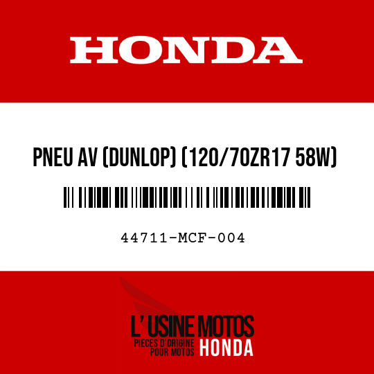image de 44711-MCF-004 PNEU AV (DUNLOP) (120/70ZR17 58W)