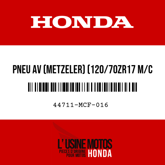image de 44711-MCF-016 PNEU AV (METZELER) (120/70ZR17 M/C 58W)