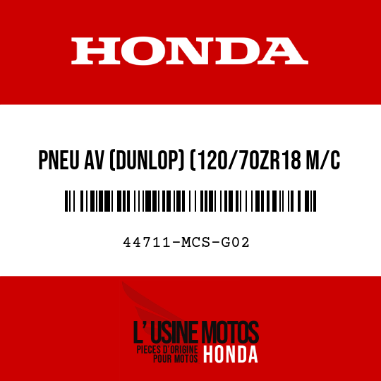 image de 44711-MCS-G02 PNEU AV (DUNLOP) (120/70ZR18 M/C 59W)