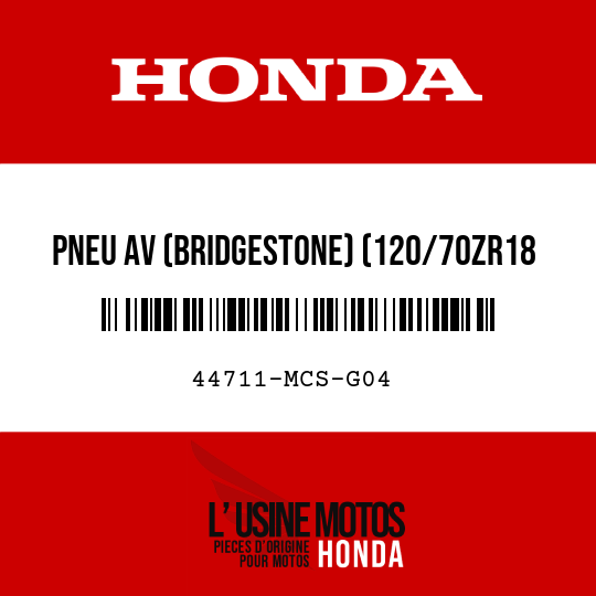 image de 44711-MCS-G04 PNEU AV (BRIDGESTONE) (120/70ZR18 M/C 59W)