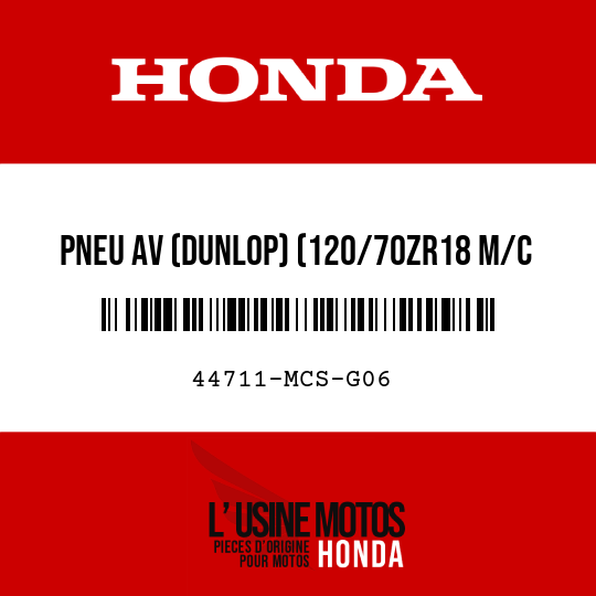 image de 44711-MCS-G06 PNEU AV (DUNLOP) (120/70ZR18 M/C 59W)