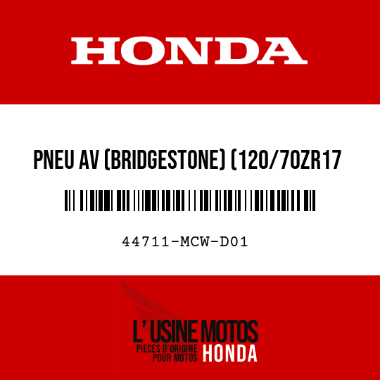 image de 44711-MCW-D01 PNEU AV (BRIDGESTONE) (120/70ZR17 M/C)