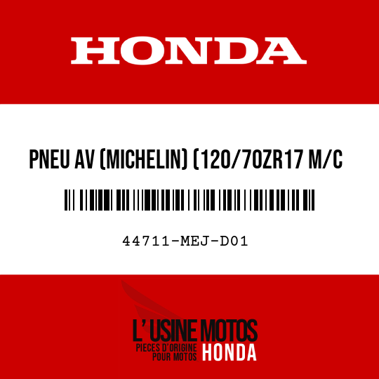 image de 44711-MEJ-D01 PNEU AV (MICHELIN) (120/70ZR17 M/C 58W)