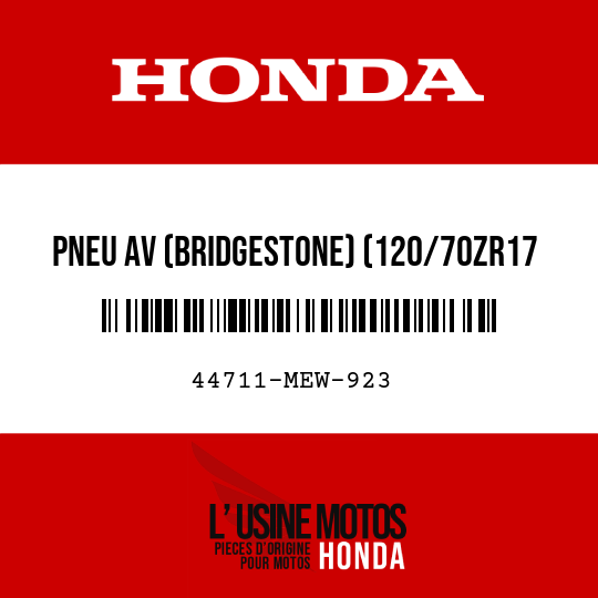 image de 44711-MEW-923 PNEU AV (BRIDGESTONE) (120/70ZR17 M/C 58W)