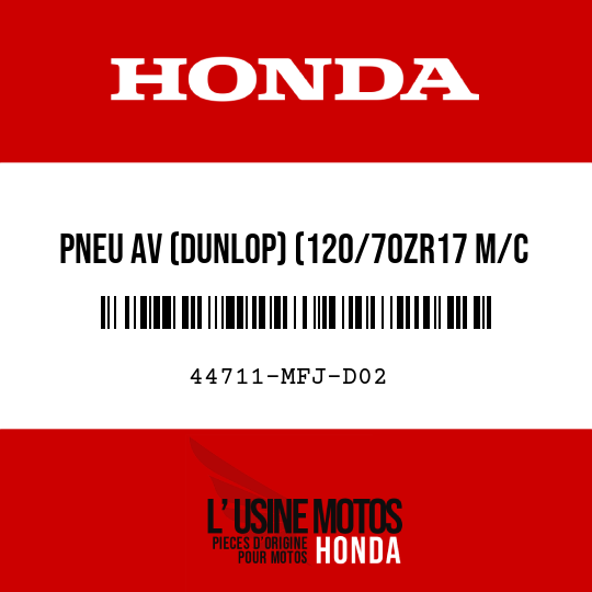 image de 44711-MFJ-D02 PNEU AV (DUNLOP) (120/70ZR17 M/C 58W)