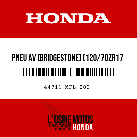 image de 44711-MFL-003 PNEU AV (BRIDGESTONE) (120/70ZR17 M/C 58W)