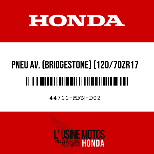 image de 44711-MFN-D02 PNEU AV. (BRIDGESTONE) (120/70ZR17 M/C 58W)
