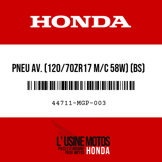 image de 44711-MGP-003 PNEU AV. (120/70ZR17 M/C 58W) (BS)