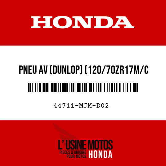 image de 44711-MJM-D02 PNEU AV (DUNLOP) (120/70ZR17M/C 58W)