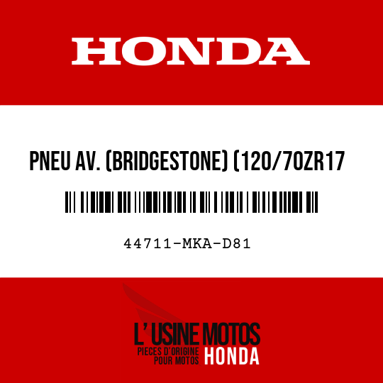 image de 44711-MKA-D81 PNEU AV. (BRIDGESTONE) (120/70ZR17 M/C 58W)