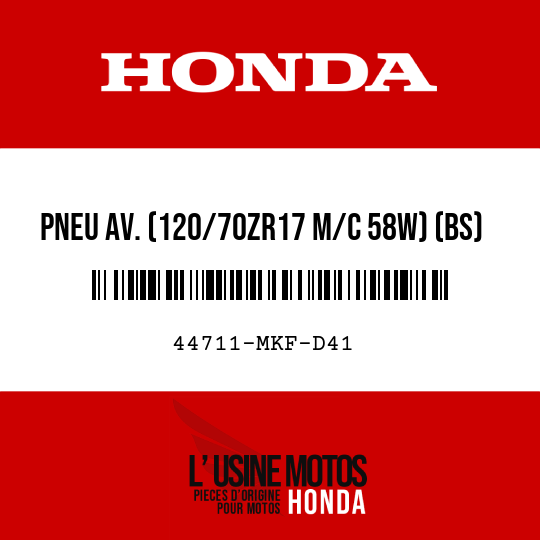 image de 44711-MKF-D41 PNEU AV. (120/70ZR17 M/C 58W) (BS)