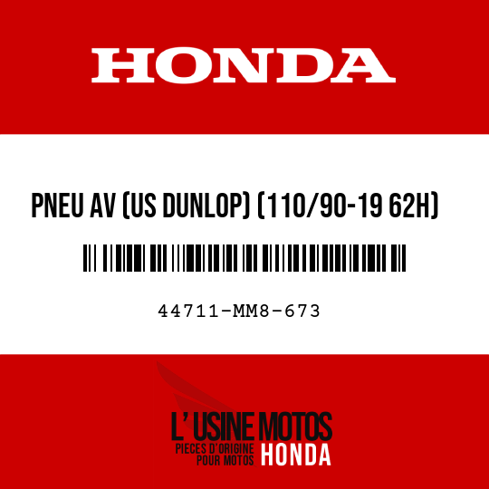 image de 44711-MM8-673 PNEU AV (US DUNLOP) (110/90-19 62H)
