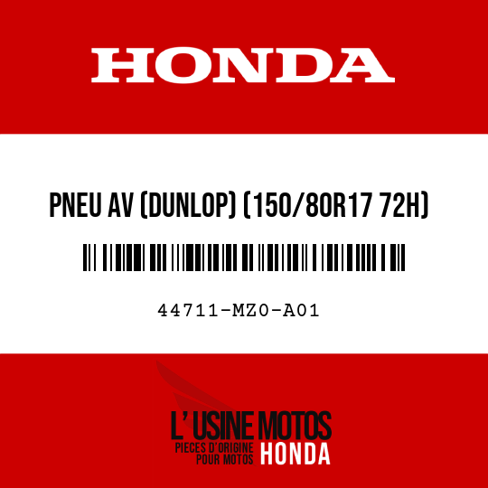 image de 44711-MZ0-A01 PNEU AV (DUNLOP) (150/80R17 72H)