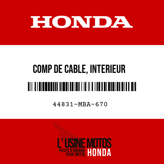 image de 44831-MBA-670 COMP DE CABLE, INTERIEUR