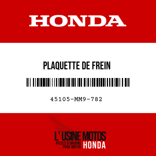 image de 45105-MM9-782 PLAQUETTE DE FREIN
