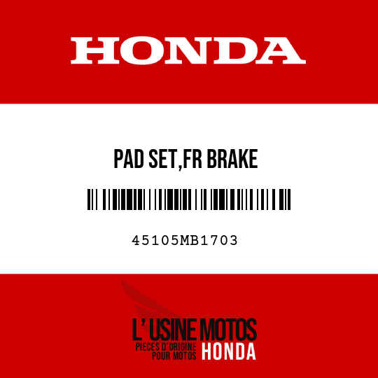 image de 45105MB1703 PAD SET,FR BRAKE