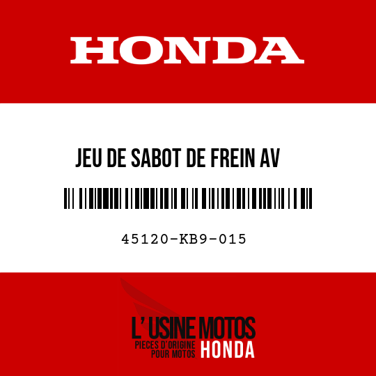 image de 45120-KB9-015 JEU DE SABOT DE FREIN AV