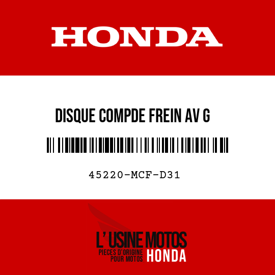 image de 45220-MCF-D31 DISQUE COMPDE FREIN AV G