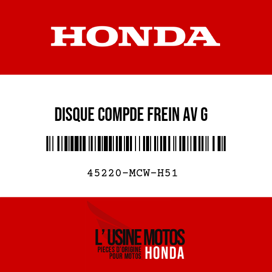image de 45220-MCW-H51 DISQUE COMPDE FREIN AV G