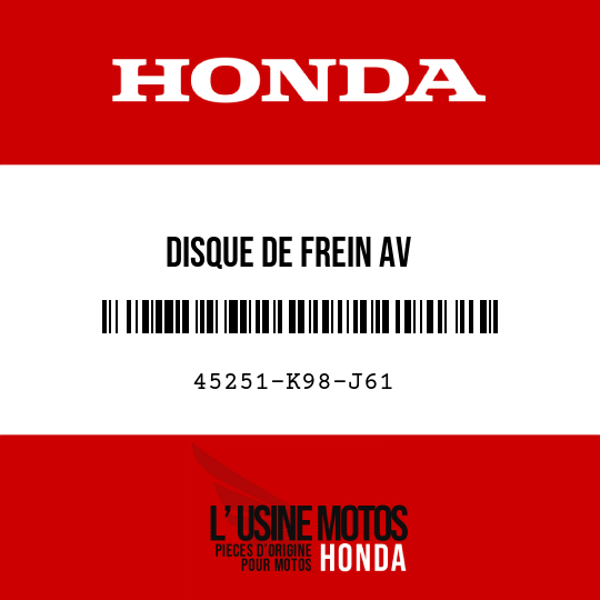 image de 45251-K98-J61 DISQUE DE FREIN AV