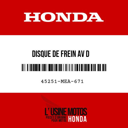 image de 45251-MEA-671 DISQUE DE FREIN AV D