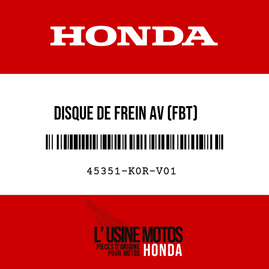 image de 45351-K0R-V01 DISQUE DE FREIN AV (FBT)