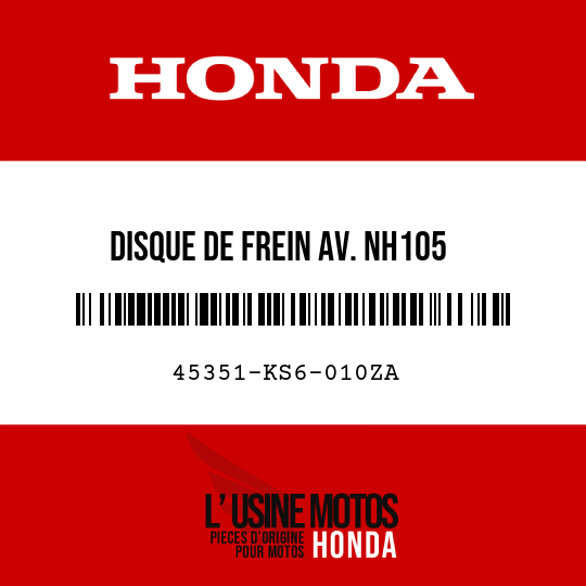 image de 45351-KS6-010ZA DISQUE DE FREIN AV. NH105 