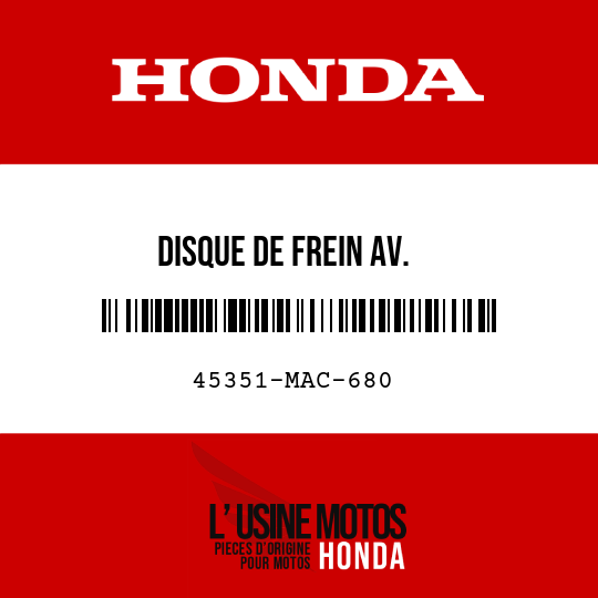 image de 45351-MAC-680 DISQUE DE FREIN AV.
