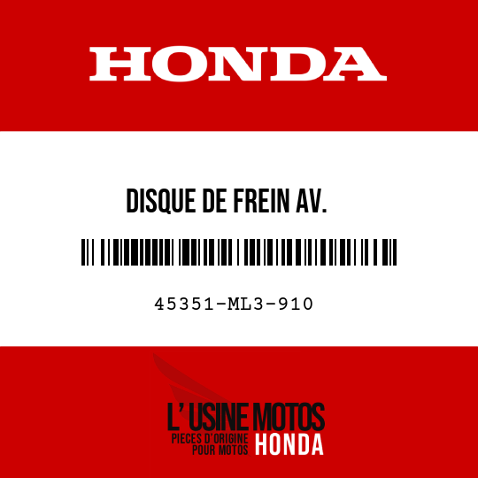 image de 45351-ML3-910 DISQUE DE FREIN AV.