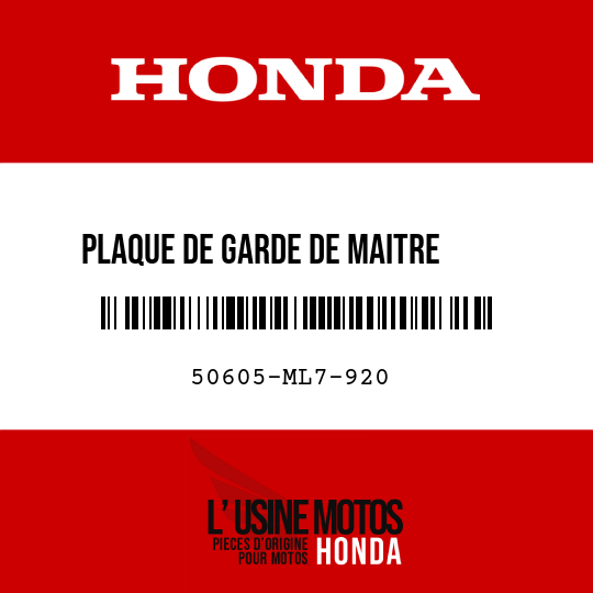 image de 50605-ML7-920 PLAQUE DE GARDE DE MAITRE     CYLINDRE AR