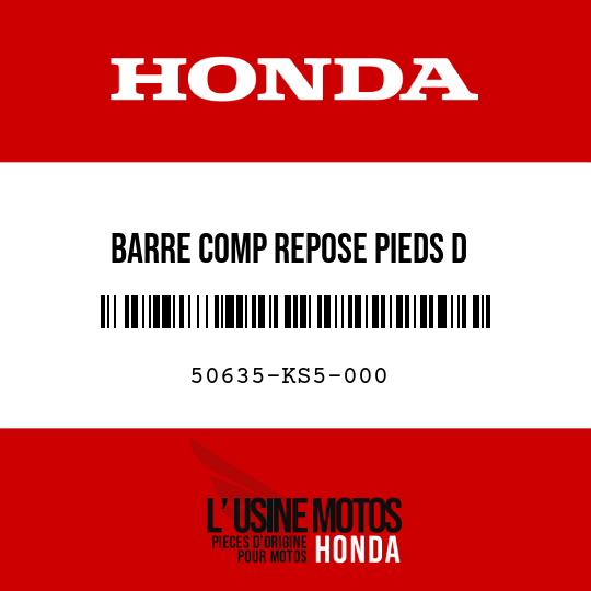 image de 50635-KS5-000 BARRE COMP REPOSE PIEDS D