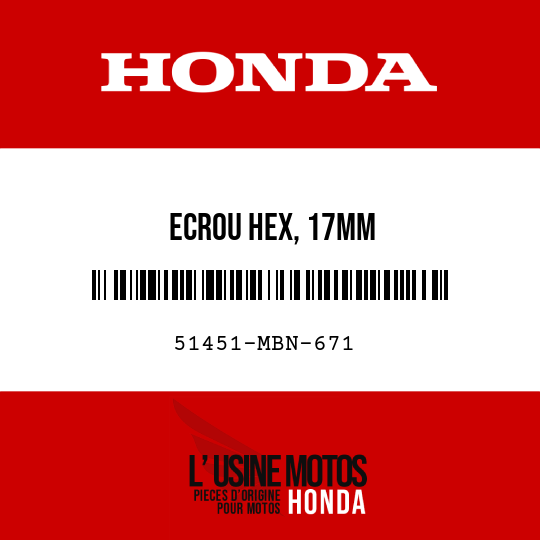 image de 51451-MBN-671 ECROU HEX, 17MM