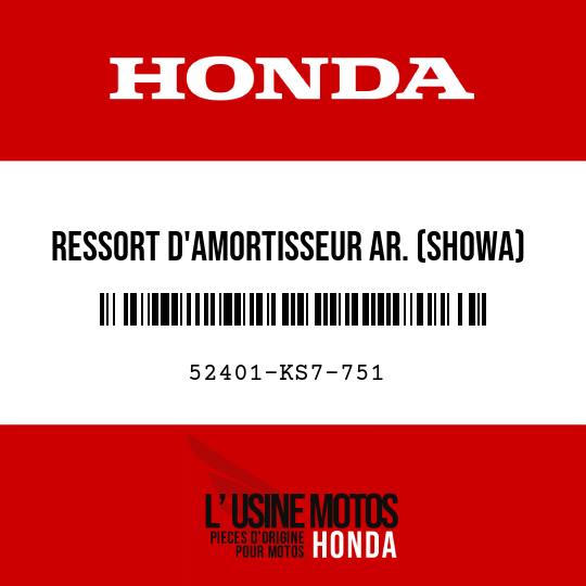 image de 52401-KS7-751 RESSORT D'AMORTISSEUR AR. (SHOWA) (47.07N/MM,4.8KG/MM WHITE)