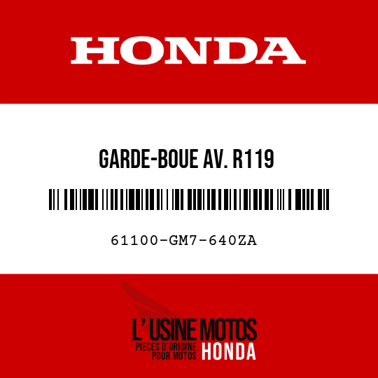 image de 61100-GM7-640ZA GARDE-BOUE AV. R119 