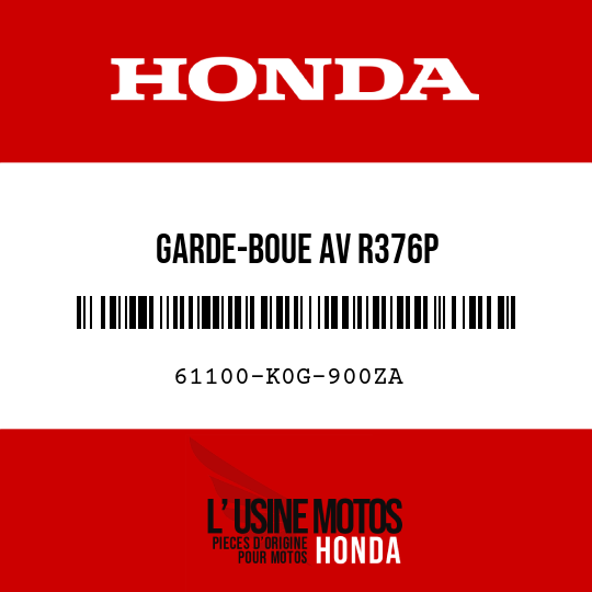 image de 61100-K0G-900ZA GARDE-BOUE AV R376P