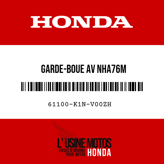image de 61100-K1N-V00ZH GARDE-BOUE AV NHA76M