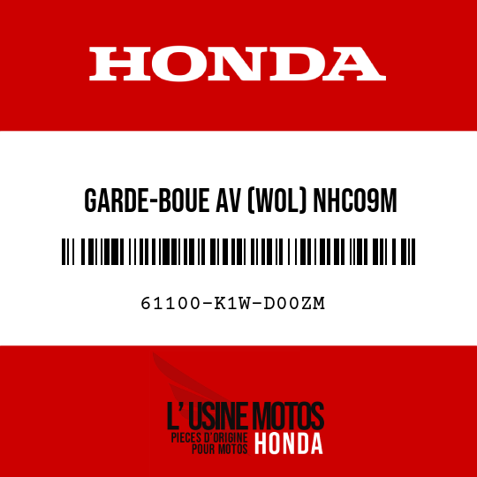 image de 61100-K1W-D00ZM GARDE-BOUE AV (WOL) NHC09M