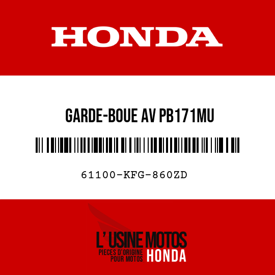 image de 61100-KFG-860ZD GARDE-BOUE AV PB171MU 