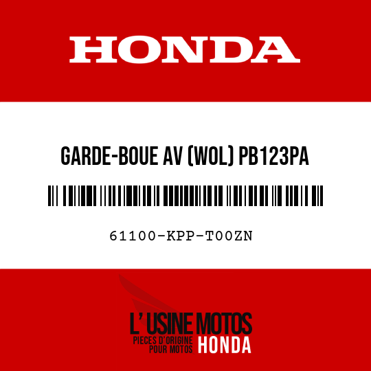 image de 61100-KPP-T00ZN GARDE-BOUE AV (WOL) PB123PA