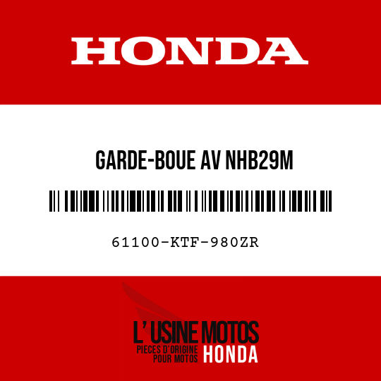 image de 61100-KTF-980ZR GARDE-BOUE AV NHB29M