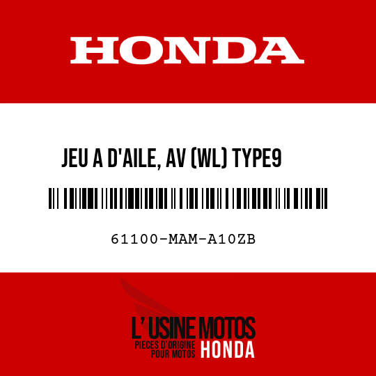 image de 61100-MAM-A10ZB JEU A D'AILE, AV (WL) TYPE9 