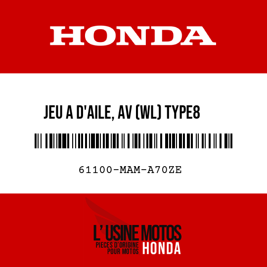 image de 61100-MAM-A70ZE JEU A D'AILE, AV (WL) TYPE8 