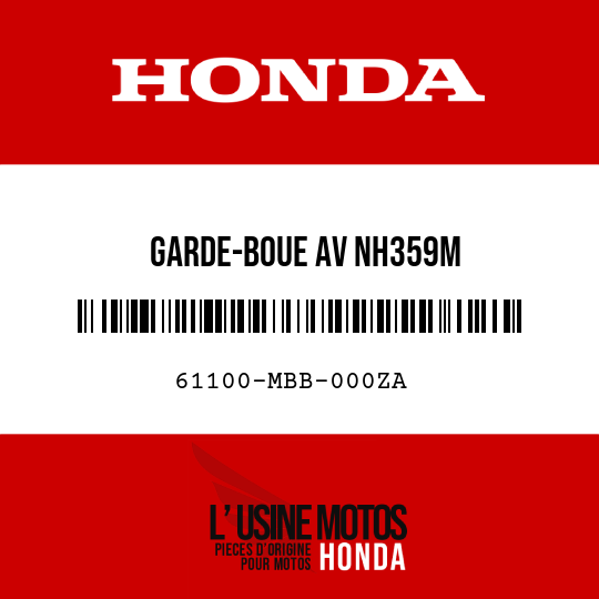 image de 61100-MBB-000ZA GARDE-BOUE AV NH359M 