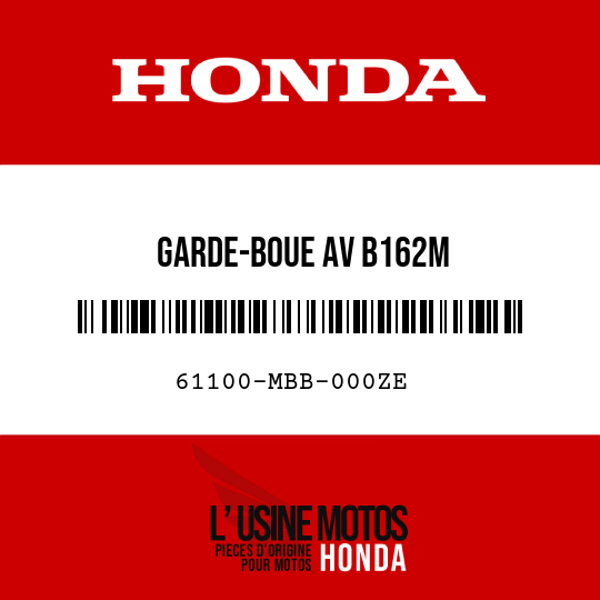 image de 61100-MBB-000ZE GARDE-BOUE AV B162M 